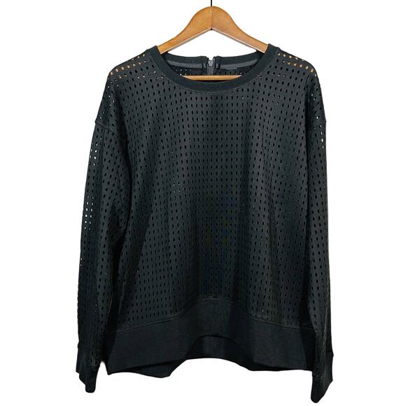 Perforated Back Zip Sweatshirt Black Long Sleeve - XL - Picture 1 of 5